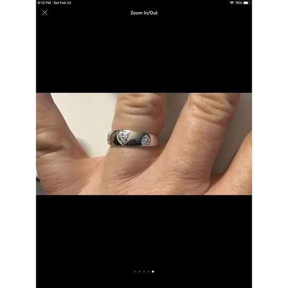 Gorgeous Triple Hearts Pave Sim Diamond Band Ring Sz 7 - Picture 5 of 6